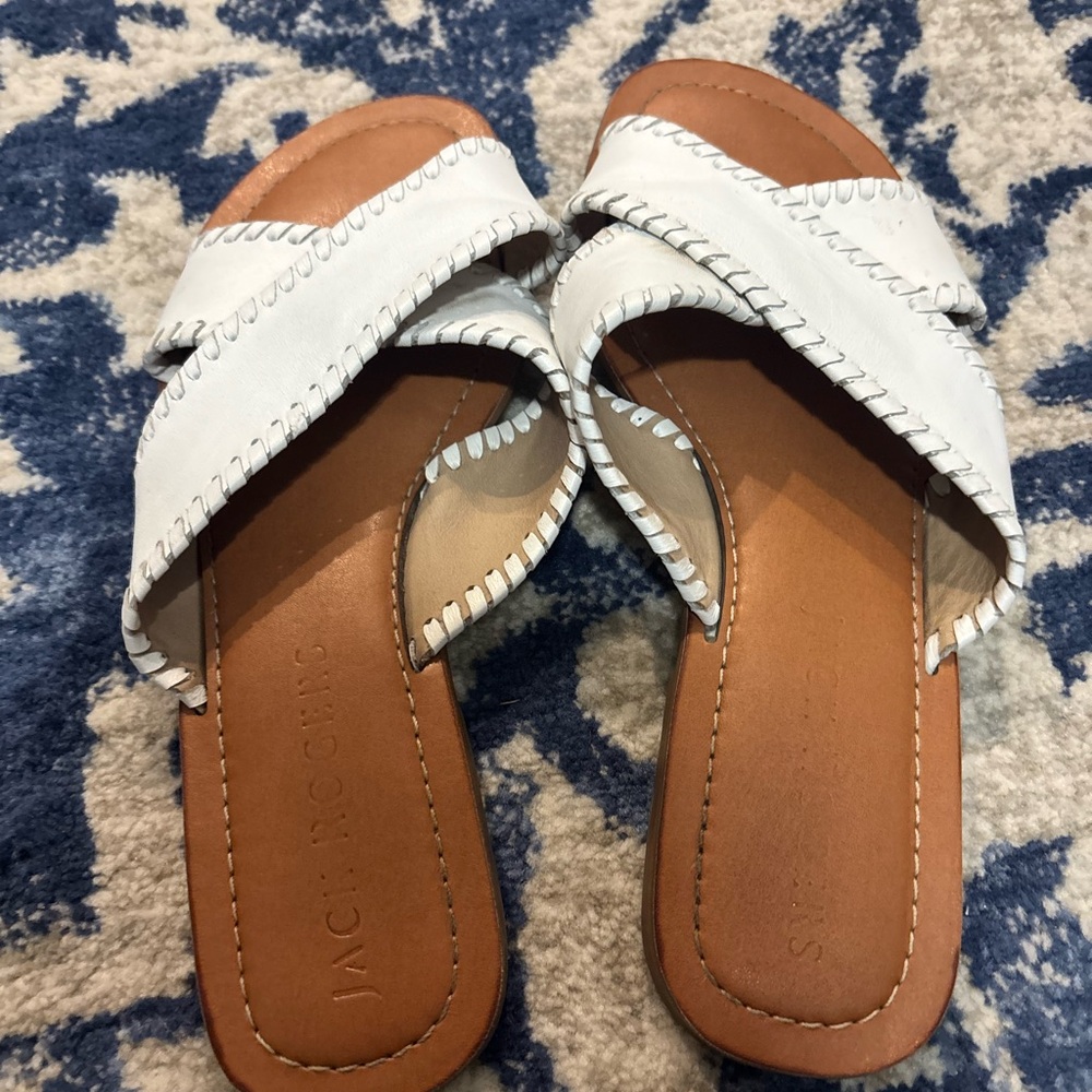 Jack Rogers White and Tan Slide Sandals - Picture 2 of 3
